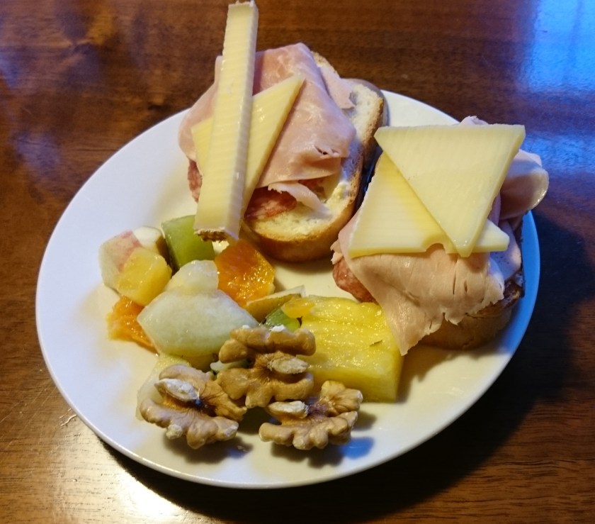 016 Zermatt Breakfast - fruit, bread, cheese, nuts, yogurt (not appearing in this photo).jpg